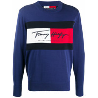 Tommy Hilfiger Suéter com estampa de logo - Azul
