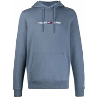 Tommy Jeans embroidered logo rib-trimmed hoodie - Azul