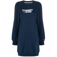 Tommy Jeans Vestido de moletom com decote careca e logo - Azul