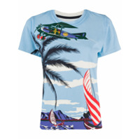 Tory Burch Camiseta com estampa tropical - Azul