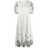 Tory Burch Vestido com amarração e bordado paisley - Branco