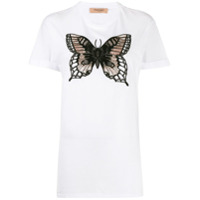 Twin-Set Camiseta decote redondo com bordado de borboleta - Branco