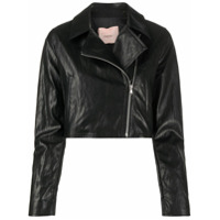 Twin-Set cropped faux leather jacket - Preto