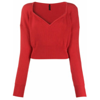 UNRAVEL PROJECT Suéter cropped de tricô canelado - Vermelho