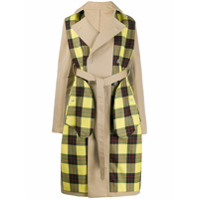 UNRAVEL PROJECT Trench coat com recorte xadrez - Neutro