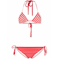 Valentino stripe triangle bikini set - Vermelho