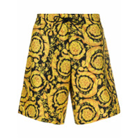 Versace Bermuda de natação com estampa barroca - Preto