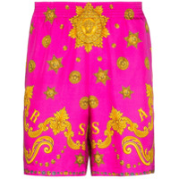 Versace Bermuda de seda com estampa barroca - Rosa