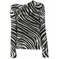 Versace Blusa assimétrica com estampa de zebra - Preto
