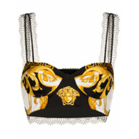 Versace Blusa cropped com estampa barroca - Preto