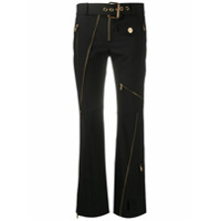 Versace Calça flare cropped com zíper - Preto