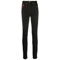 Versace Calça jeans skinny com bordado de rosa - Preto