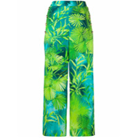Versace Calça pantacourt com estampa tropical - Marrom