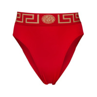 Versace Calcinha de biquíni Greca Border cintura alta - Vermelho