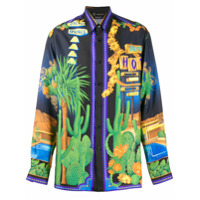 Versace Camisa com estampa de cactus - Azul