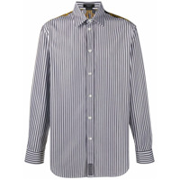 Versace Camisa com listras e estampa barroca - Preto