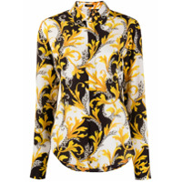 Versace Camisa de seda com estampa barroca - Preto
