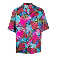 Versace Camisa de seda com estampa floral - Rosa