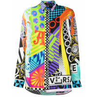 Versace Camisa mangas longas com estampa abstrata - Laranja