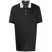 Versace Camisa polo de jacquard com logo - Preto