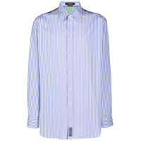 Versace Camisa risca de giz com botões frontais - Azul