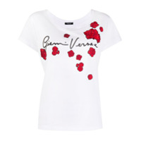 Versace Camiseta com aplicação de floral - Branco