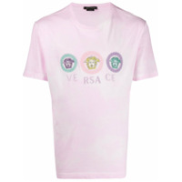 Versace Camiseta com bordado de logo Medusa - Rosa