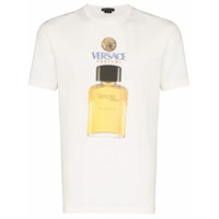 Versace Camiseta com estampa de perfume e logo - Branco