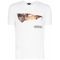 Versace Camiseta com logo e estampa de óculos - Branco