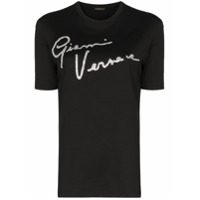 Versace Camiseta com logo Signature e aplicações - Preto