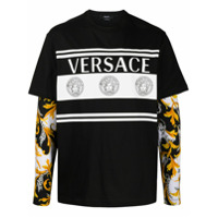 Versace Camiseta mangas longas com logo Medusa - Preto