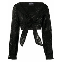 Versace Jeans Couture Blusa cropped com padronagem floral - Preto