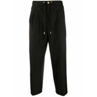 Versace Jeans Couture Calça cropped com cordão de ajuste - Preto