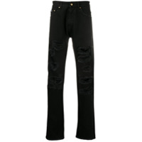 Versace Jeans Couture Calça jeans slim com efeito destroyed - Preto