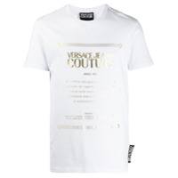 Versace Jeans Couture Camiseta branca de algodão com estampa de logo metálico - Branco