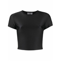 Versace Jeans Couture Camiseta cropped de cetim - Preto