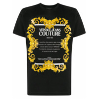 Versace Jeans Couture Camiseta de algodão com estampa Baroque Etichetta - Preto