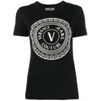 Versace Jeans Couture Camiseta de algodão com estampa V-Emblem - Preto