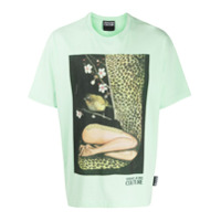 Versace Jeans Couture Camiseta verde de algodão com estampa de logo
