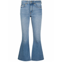 Versace Jeans Couture embroidered logo flared cropped jeans - Azul