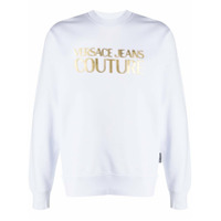 Versace Jeans Couture Moletom com logo bordado metálico - Branco
