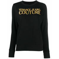 Versace Jeans Couture Moletom de algodão com logo bordado - Preto