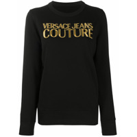 Versace Jeans Couture Moletom decote careca com estampa de logo - Preto