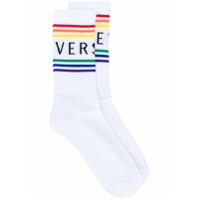 Versace Par de meias com logo de arco-íris - Branco