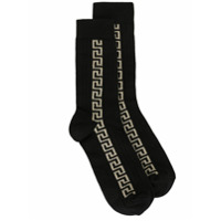 Versace Par de meias Greca com detalhe de logo - Preto