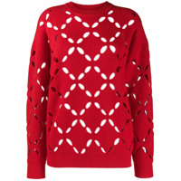 Versace Suéter de tricô com recorte a laser - Vermelho