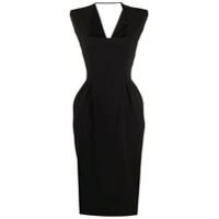 Versace Vestido com decote quadrado e aplicação de corrente - Preto