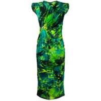Versace Vestido sem mangas franzido com estampa de selva - Verde