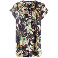 Victoria Beckham Blusa de cetim com estampa floral - Azul