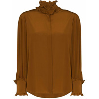 Victoria Beckham Blusa de seda com babados - Marrom